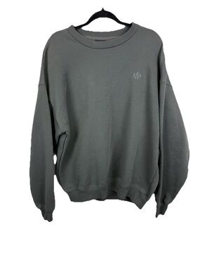 Barbell Gray Fleece Cotton Polyester Crew Neck Pullover Sweatshirt Men's L